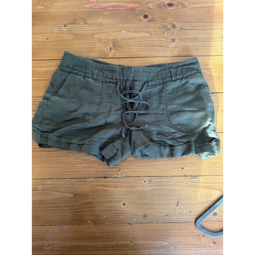 Willi Smith Women's Olive Green‎ Linen Blend Drawstring Cargo Shorts Size 10